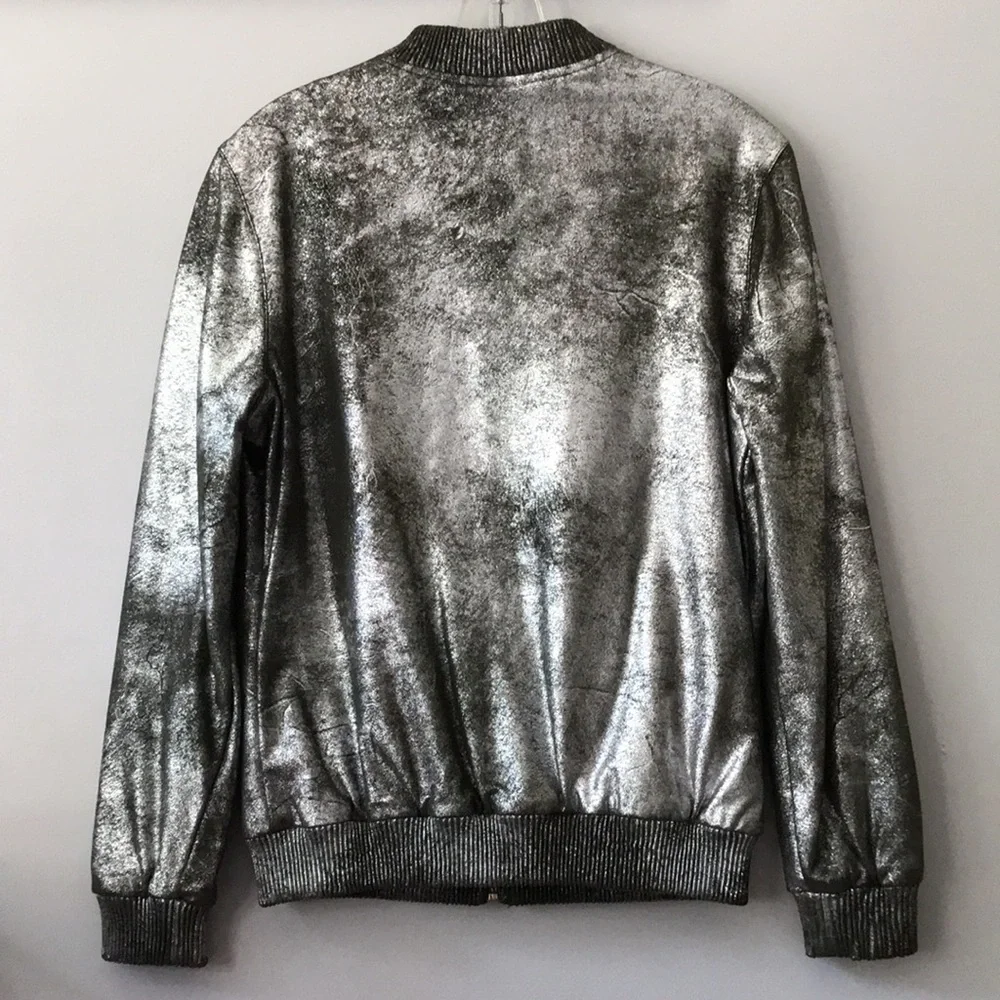 Zara metallic faux suede bomber jacket S - Picture 5 of 13
